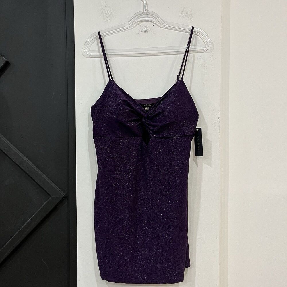 City Studio Purple Glitter Twist Front Dress Juniors Size XXL Formal Dance Party